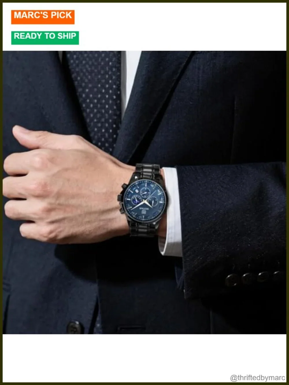 Men's Analog Quartz Chronograph Waterproof Watch with Calendar Stainless Steel